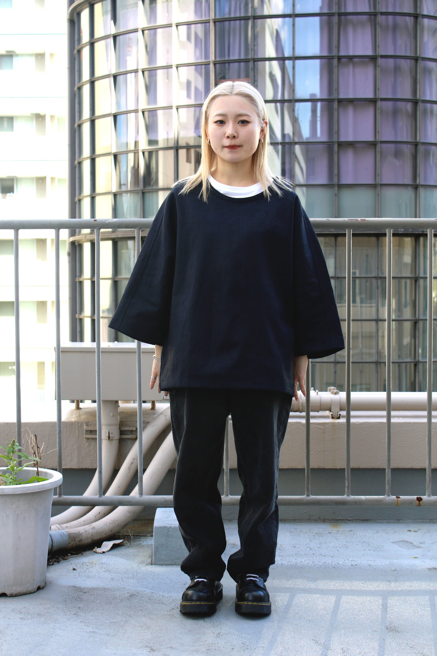 Kimono sleeve ` denim` pullover